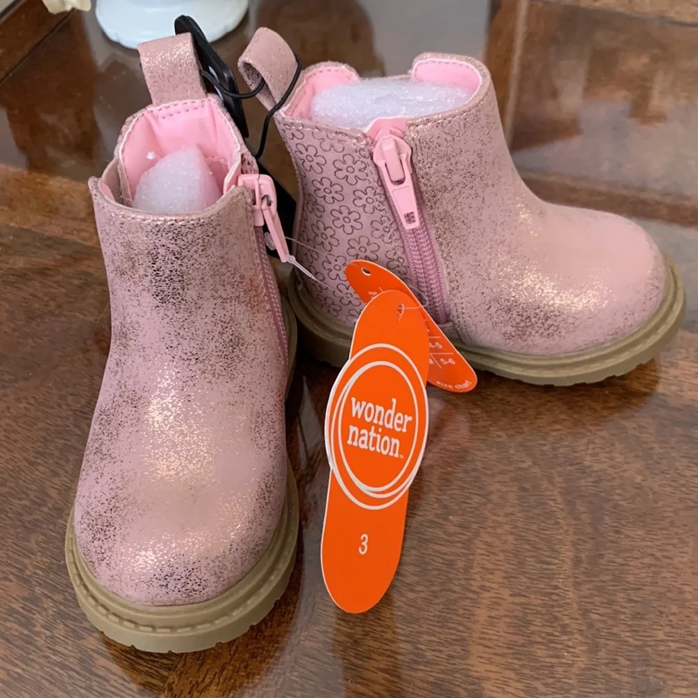 Wonder Nation Baby Boots size 3 Pink Boot Zipper Zip up 🆕 Girl WonderNation